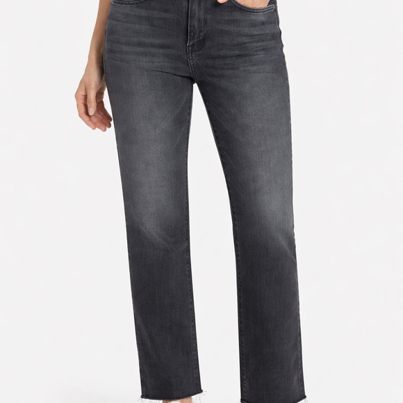 Modern American Denim - Modern American Charcoal Straight Leg Cropped Jeans Raw Hem Women’s Denim
